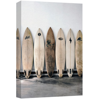 Vintage Surfboard Display Artwork, Coastal Retro Wall Decor Pictures, Framed Canvas Giclee Print Wall Art