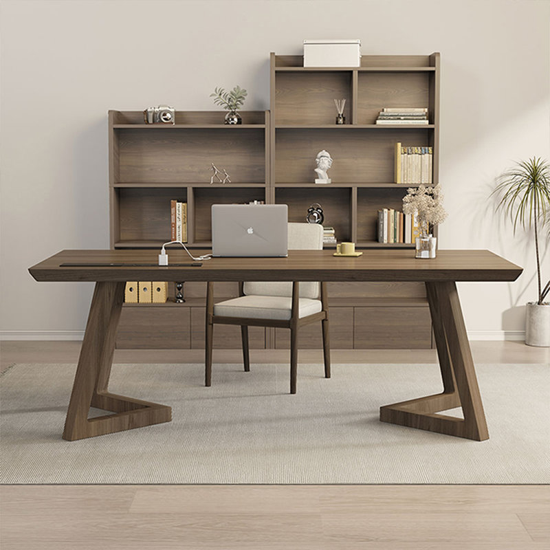 Bureau rectangulaire à poignet en bois massif, H 29,53 po x l 55,12 po x P 27,56 po