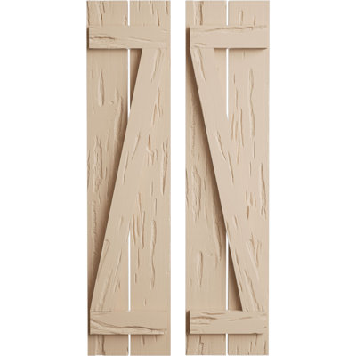 Volets rustiques en bois synthétique à deux planches espacées avec planche en Z (par paire)