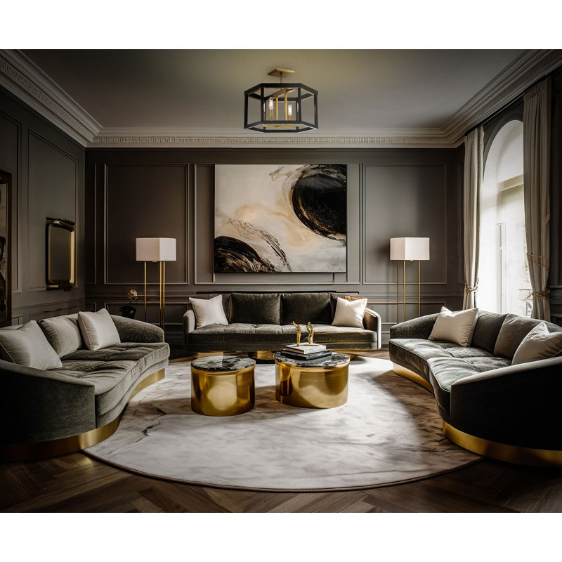 Mercer41 Union Estates Coal And Soft Brass Semi Flush