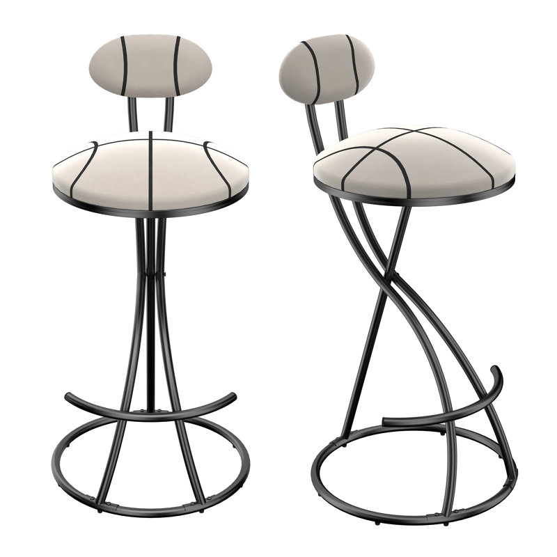 Tabourets de bar ronds en forme de S avec 2 chaises de comptoir rembourrées en velours pour la salle à manger, Gold