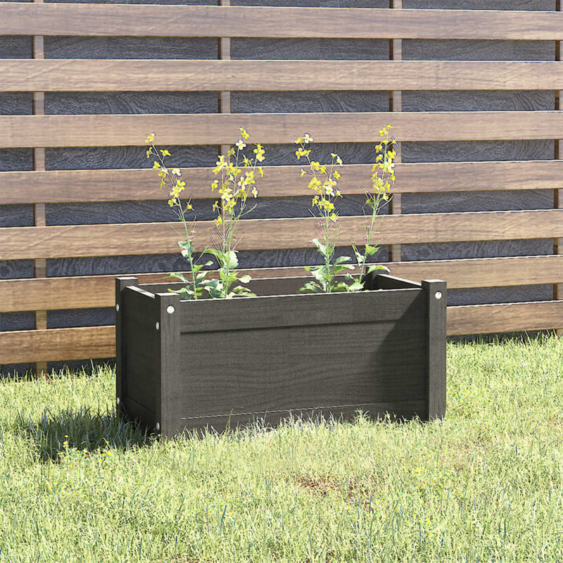 Wood Pot Planter, Gray, 12.2" H x 78.7" W x 12.2" D