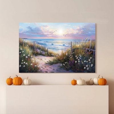 1pc Framed Broxton Painting Beach Path, Wildflowers and Seascapes, Impressionist Landscape Painting Decor Print Vintage Wall Poster Home Decor Perfect