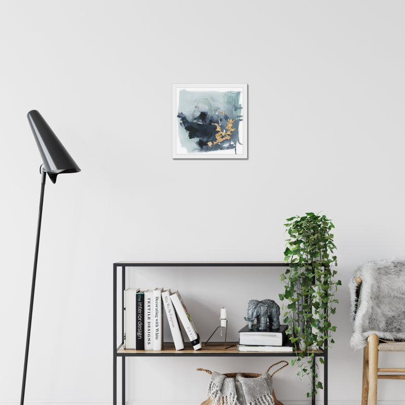 Cerulean & Gold I by Victoria Borges - Print, 34cm H x 34cm W, White Framed Paper Print