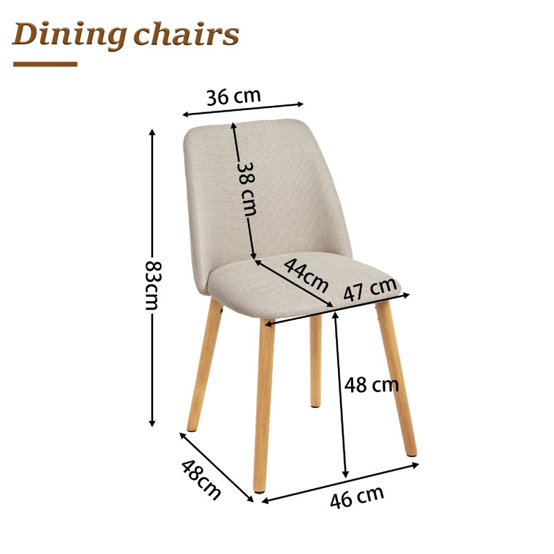 48 cm H Side Chair, Beige, 6, Beige