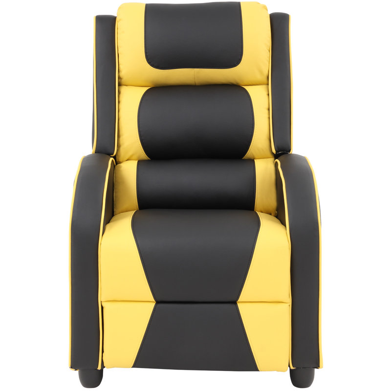 Kennicott Faux Leather Recliner, Yellow Faux Leather
