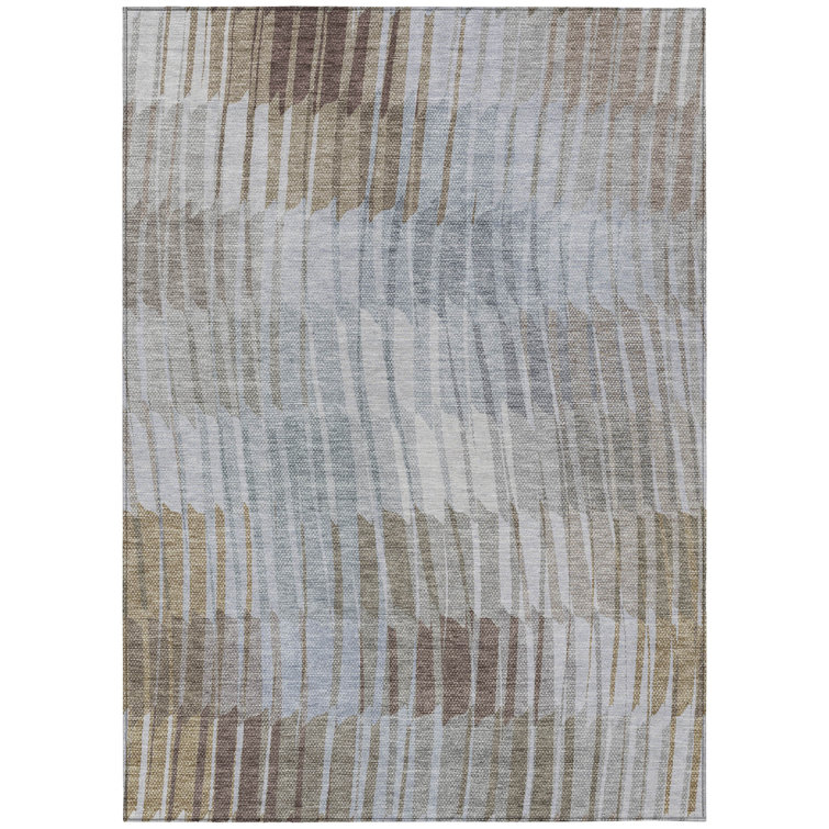 Machine Washable Indoor/Outdoor Huseby ACN2271 Stripes Rug