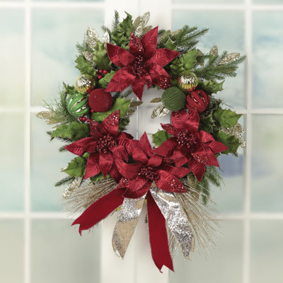 Ruby Red Christmas Wreath - 33 Inches