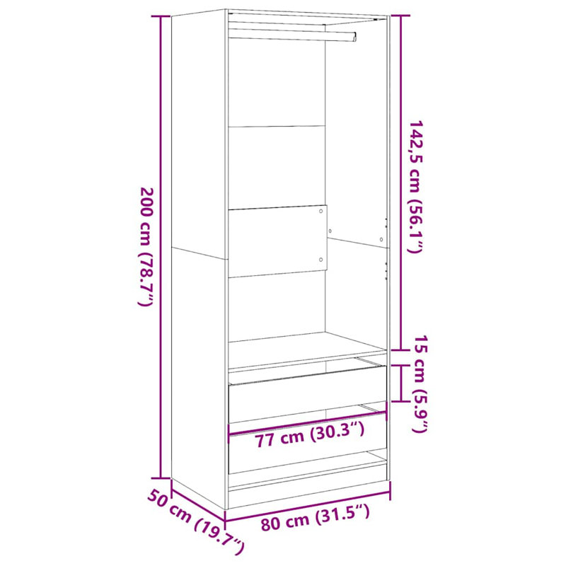Symirah Manufactured Wood Wardrobe, Old Wood