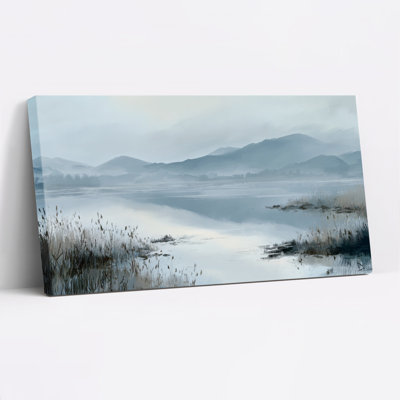 «Misty Lake Landscape», ensemble de 1 reproduction d'art sur toile tendue sur toile