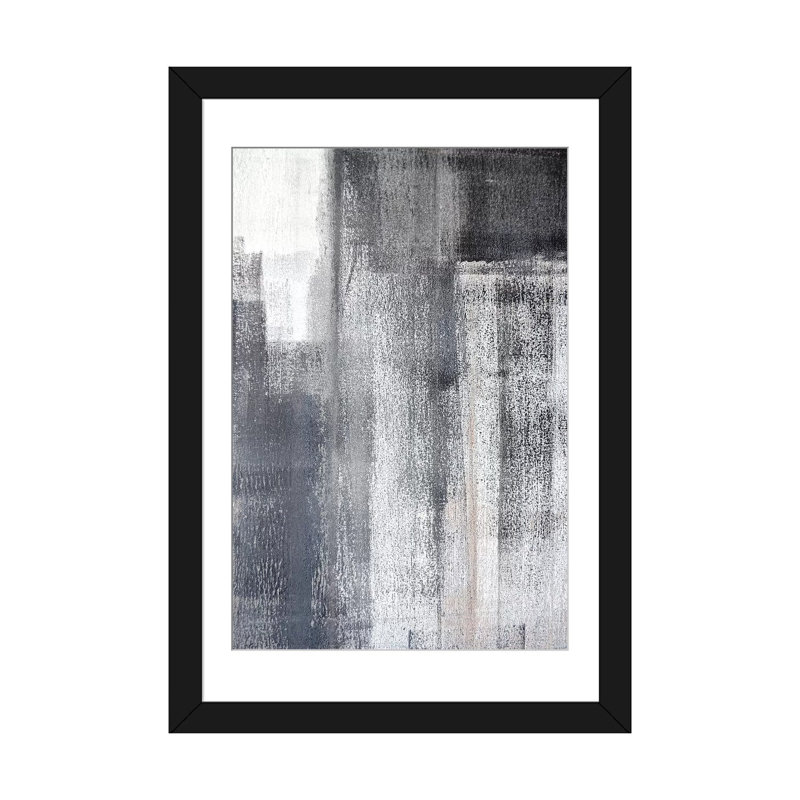 « downpour », reproduction sur toile, H 24 po x l 16 po x P 1 po, Papier d'art encadré noir, Blanc