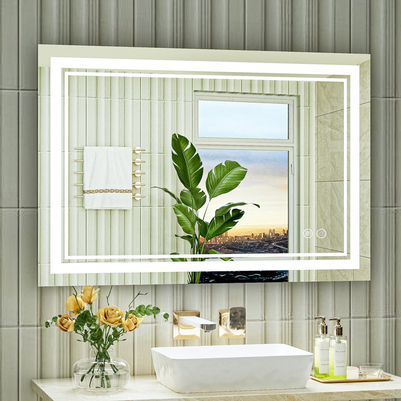 Jayce LED Vanity Mirror with Memory Function, 3 Color Temperatures & Dimmable Light, Anti-fog Tempered Glass ETL Listed Mirror