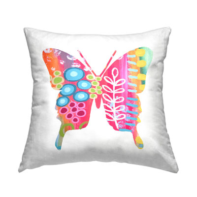 Coussin décoratif imprimé floral rose par Lisa Nohren