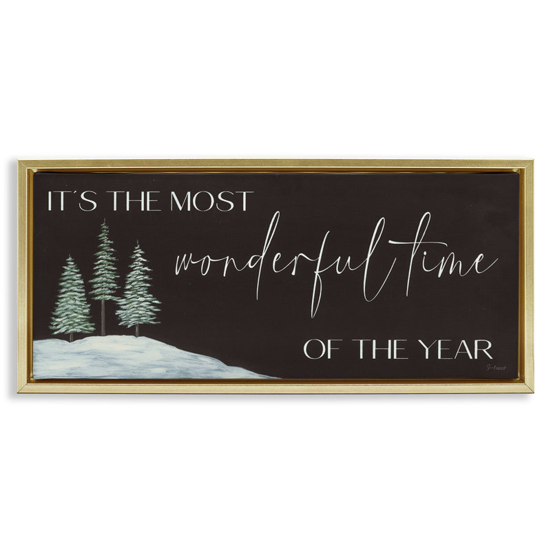 Most Wonderful Time Holiday Phrase, 11" H x 25" W, Metallic Gold Floater Frame