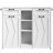 Laundry Hamper Cabinet, Removable Laundry Baskets on Wheels, Wooden Hidden Trash Can Cabinet with 2 Drawers and 3 Open Compartments, for Laundry Room