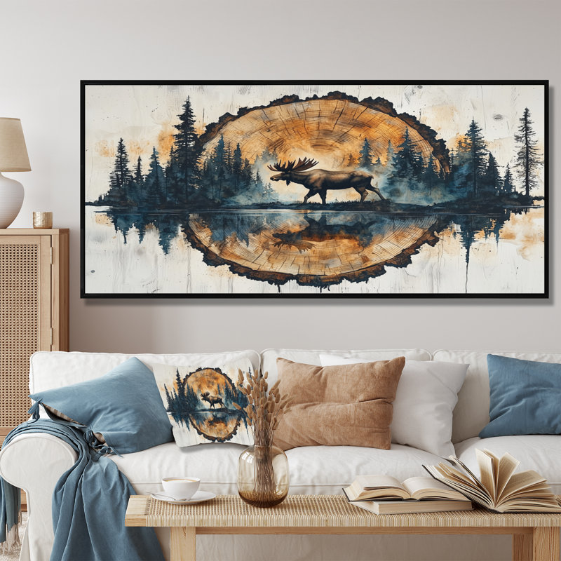 Geon Canadian Moose Into The Forest II - Orignal, art mural, H 28 po x l 60 po, Noir