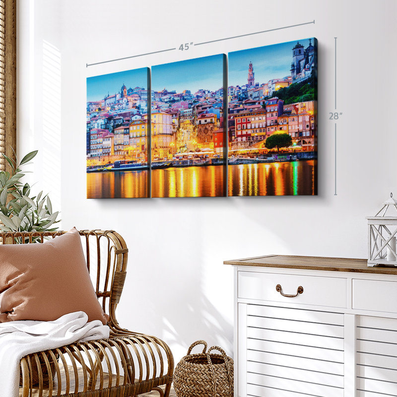 «Porto City Skyline», 3 pièces, H 28 po x l 45 po