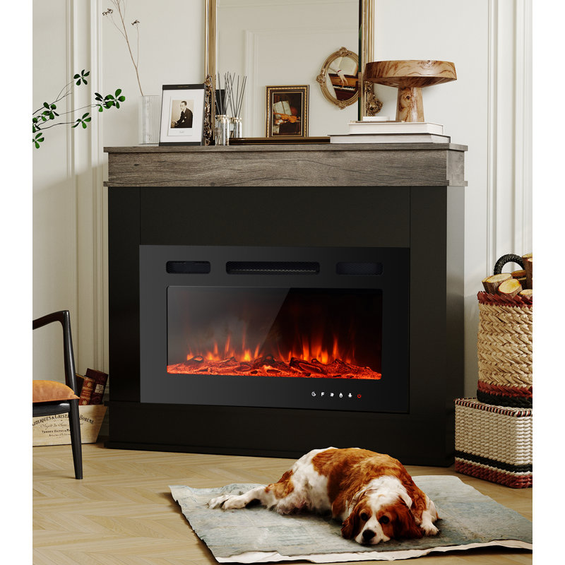 Aeliana Belfry Heating Electric Fire, 83.5cm H x 98cm W x 19.5cm D, Black