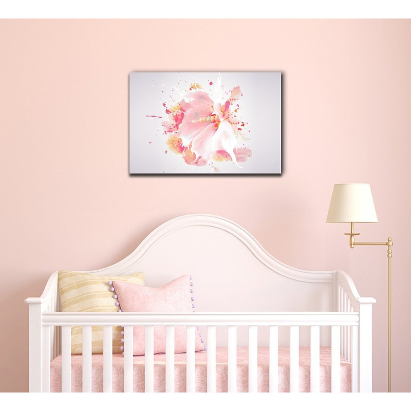 Grande fleur, aquarelle, rose, hibiscus, pétales de fleurs, éclaboussures, décor moderne, grande impression sur toile