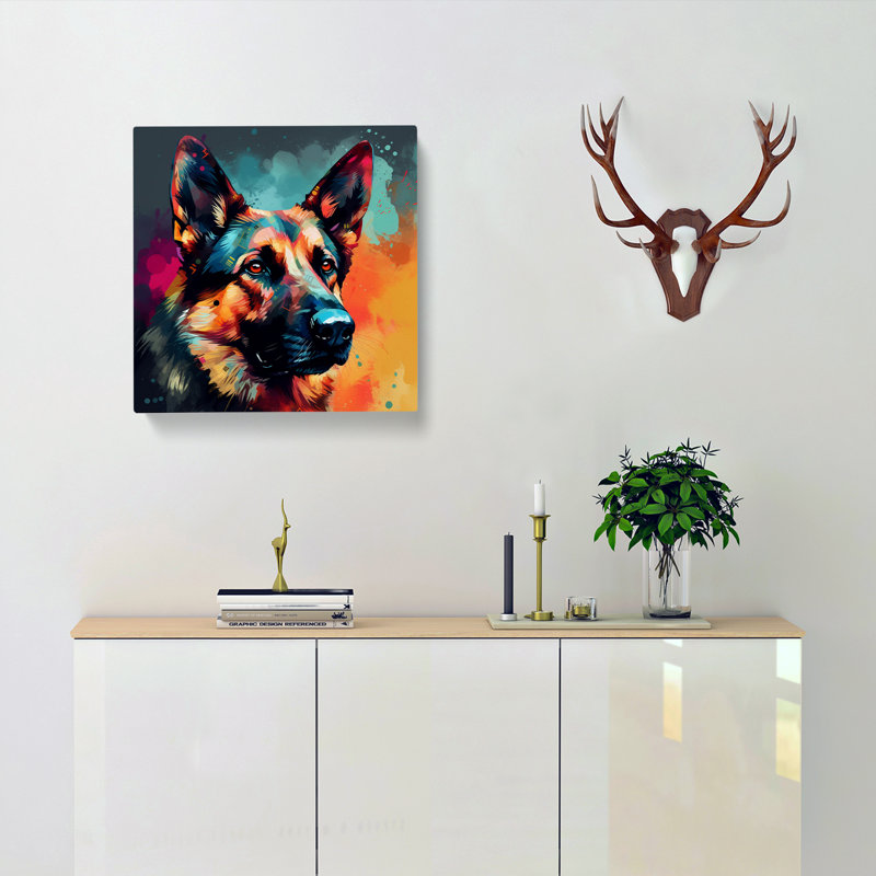 German Shepherd Abstract Art No.3 - Print, 35cm H x 35cm W x 3cm D