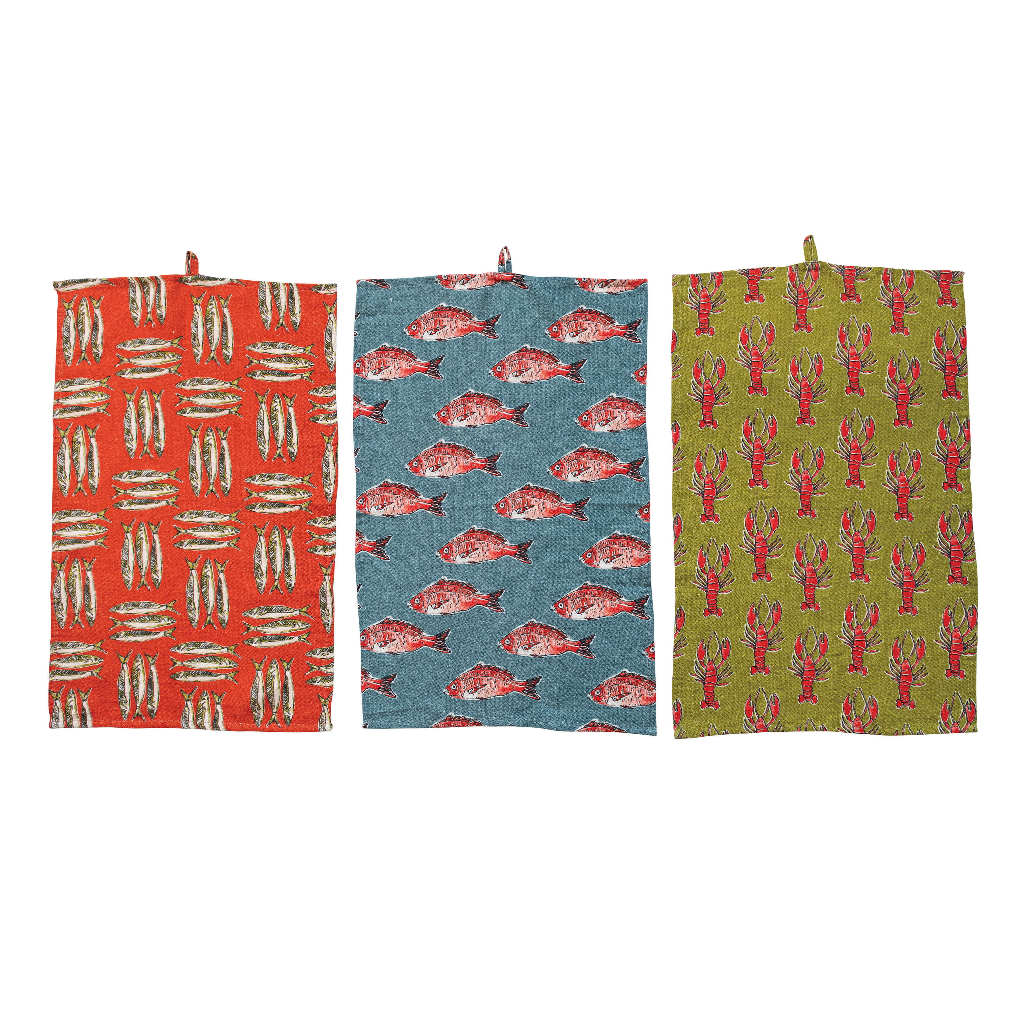Birch Lane™ Zeppelin Linen Tea Towels With Sea Life Patterns | Birch Lane
