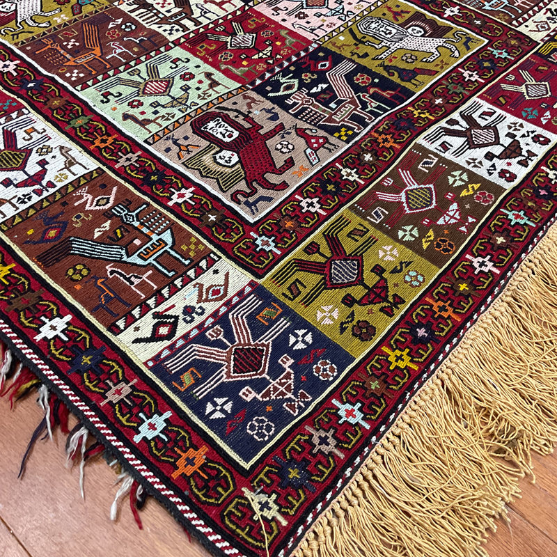  Tapis en soie Soumak fait à la main