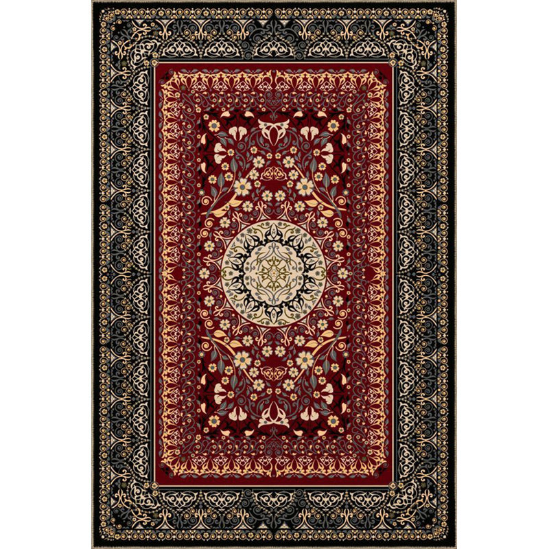 Tapis tissé bourgogne à motif lavable, Sous-tapis rectangulaire 3 pi 11 po x 5 pi 11 po i