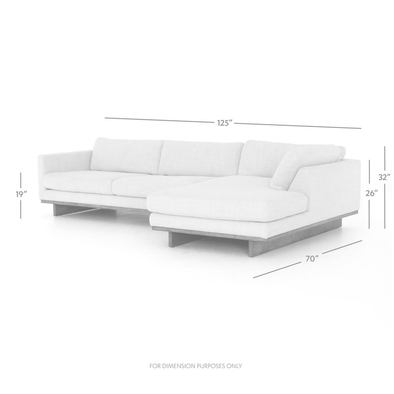 Everly Chaise Sectional, Right Hand Facing, 32" H x 125" W x 70" D, Irving Taupe Polyester Blend