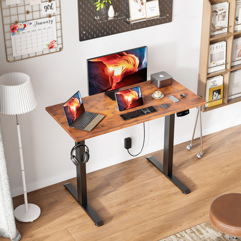 Bureaux debout et réglables en hauteur, H 47,2 po x l 39,4 po x P 18,9 po, Brun / Noir