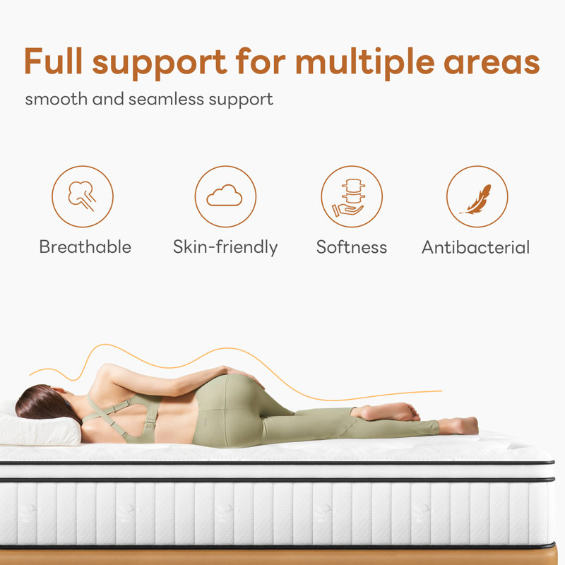 Aylward Medium Pillow Top Hybrid Mattress, 10", Queen