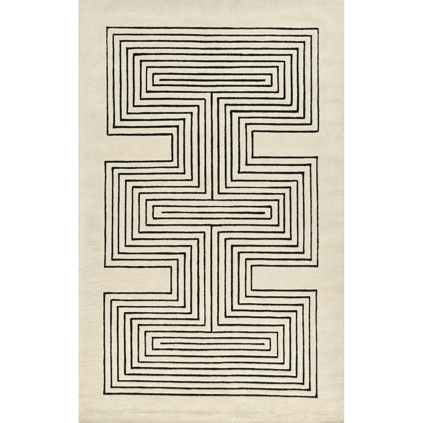 Orlie Hand Tufted Wool Brown Rug, Rectangle 2' x 3', Black Beige