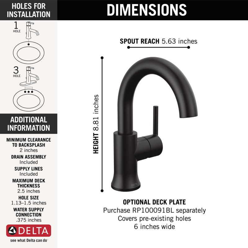 Robinet de salle de bain Trinsic, Noir mat