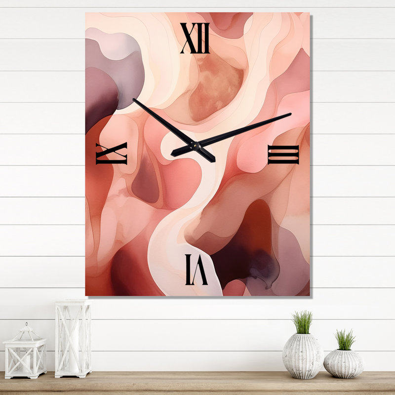 Horloge murale Nutshell Waves Abstract Watercolor II - formes abstraites, Grand