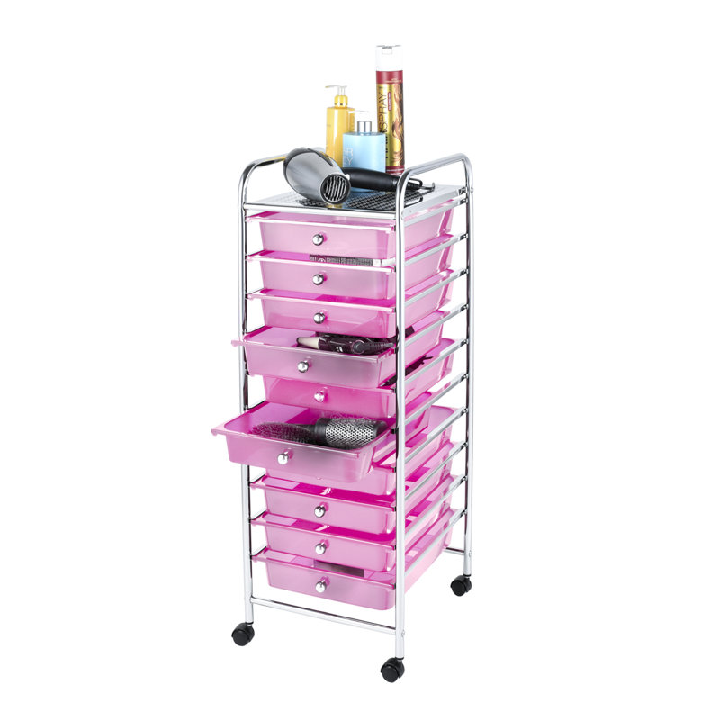 Cremeans 90cm H x 32cm W Utility Cart with Wheels, Pink