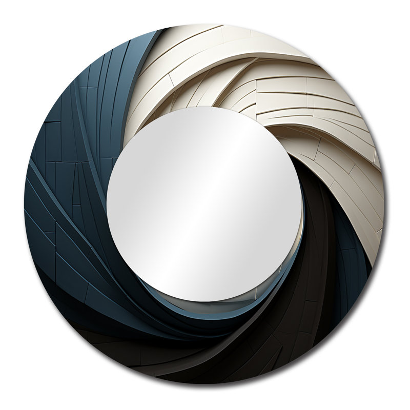 Geometric Spiral I - Abstract Spirals Unique Mirror, Modern Large, 29 po x 29 po
