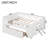 Full Size Wooden Platform Bed with Guardrail & Storage Drawer, Child-Friendly Platform Bed, White-701170408-701170407