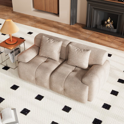 Modern Loveseat Sofa,  Tufted Floor Convertible Compression Sofa Couch,No Assembly
