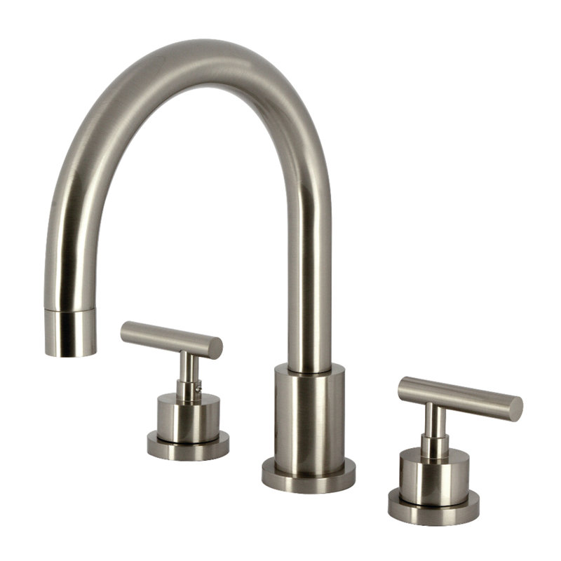 Kingston Brass Manhattan Two-Handle 3-Hole Deck Mount Roman Tub Faucet, Brushed Nickel