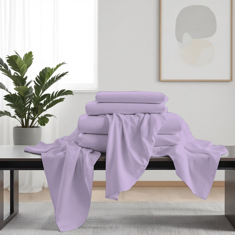 Ensemble de draps luxueux en microfibre de qualité supérieure, Lavande, Ensemble de draps pour lit simple avec deux taies 