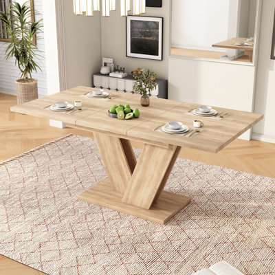 [140/180 x 80cm] Simple Style Extendable Rectangular Dining Table with V-Shaped Legs for 4-6 People