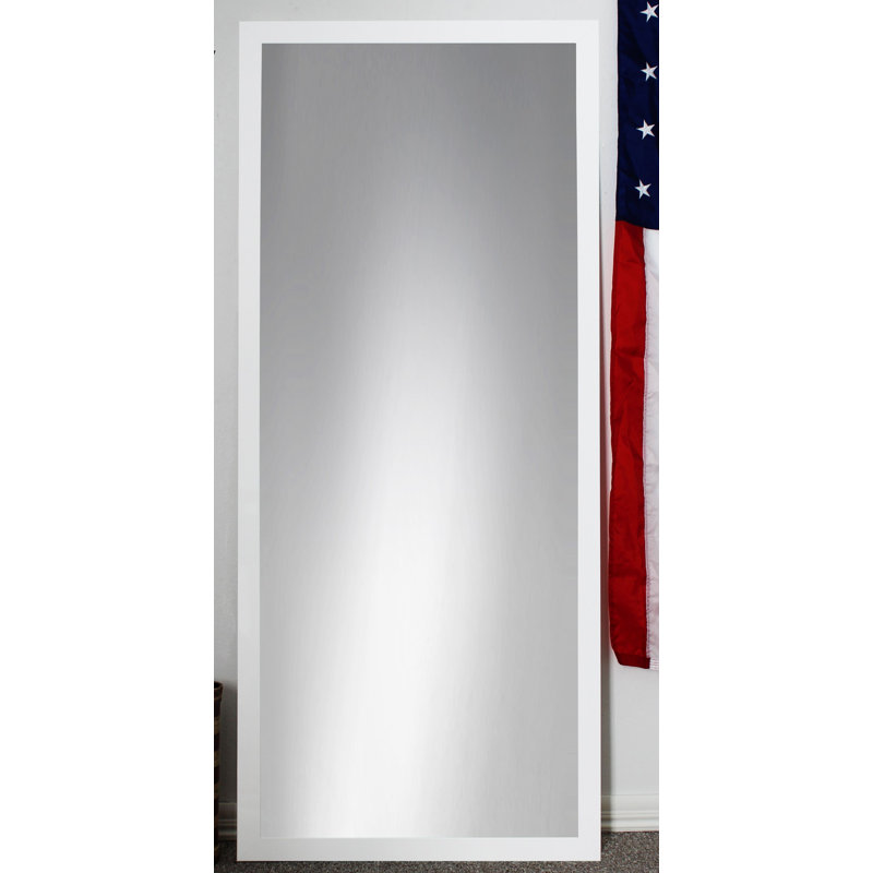 Garg Wood Flat Mirror, 58.5" H x 18.5" W, Polished White