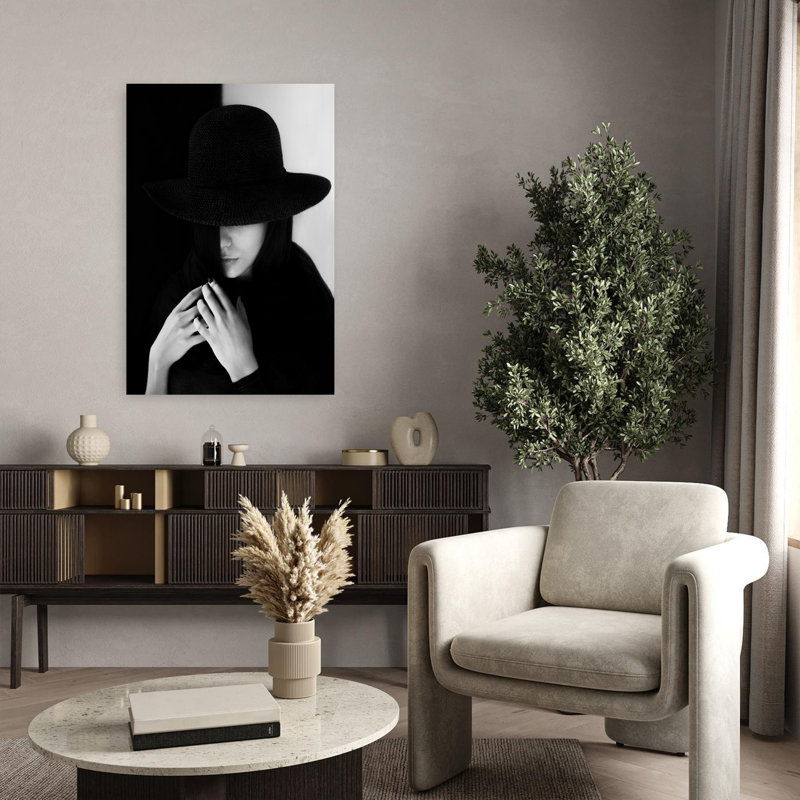 «Mysterious Woman in Hat Classic Dramatic Elegant Portrait», art mural, H 36 po x l 24 po