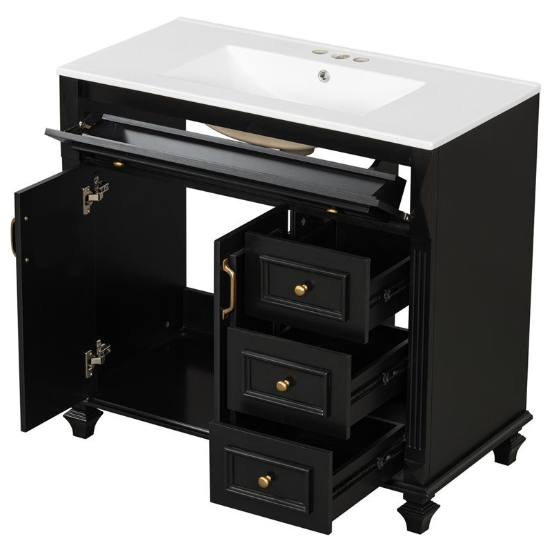 Meuble-lavabo de salle de bain avec rangement spacieux et fabrication durable pour des salles de bain élégantes, Noir