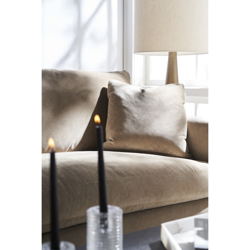Lilah Bench Cushion Sofa, Straw Velvet (20043-28)