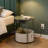 Small Round Side End Table With Charging Station - Modern Nightstand With Usb Ports And Fabric Basket, Forest Green And Cream White-811562919-811562940