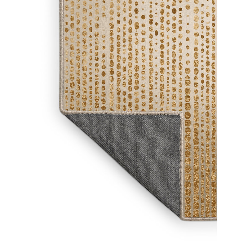 Soft Plush Faust New Years Modern & Contemporary Abstract Area Rug in Beige – Beige Binding, 5x7