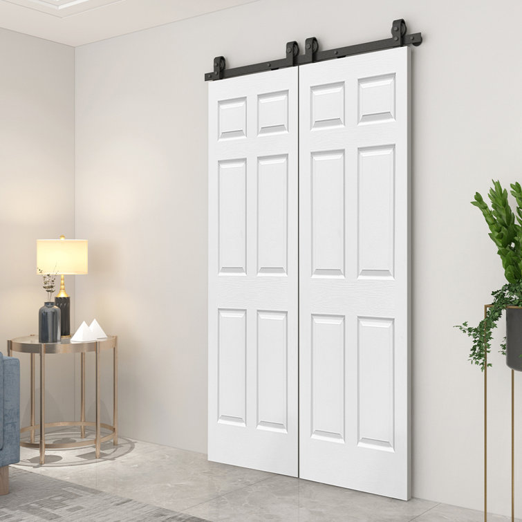 Paneled MDF Composite Double Bifold Barn Doors with Installation Hardware Kit