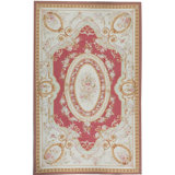 Hand-Knotted High-Quality Red and Beige Area Rug