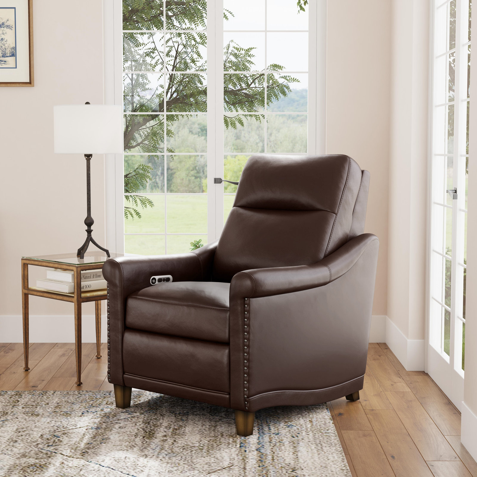 Elizabeth 3-Piece Leather Reclining Living Room Set, Brown