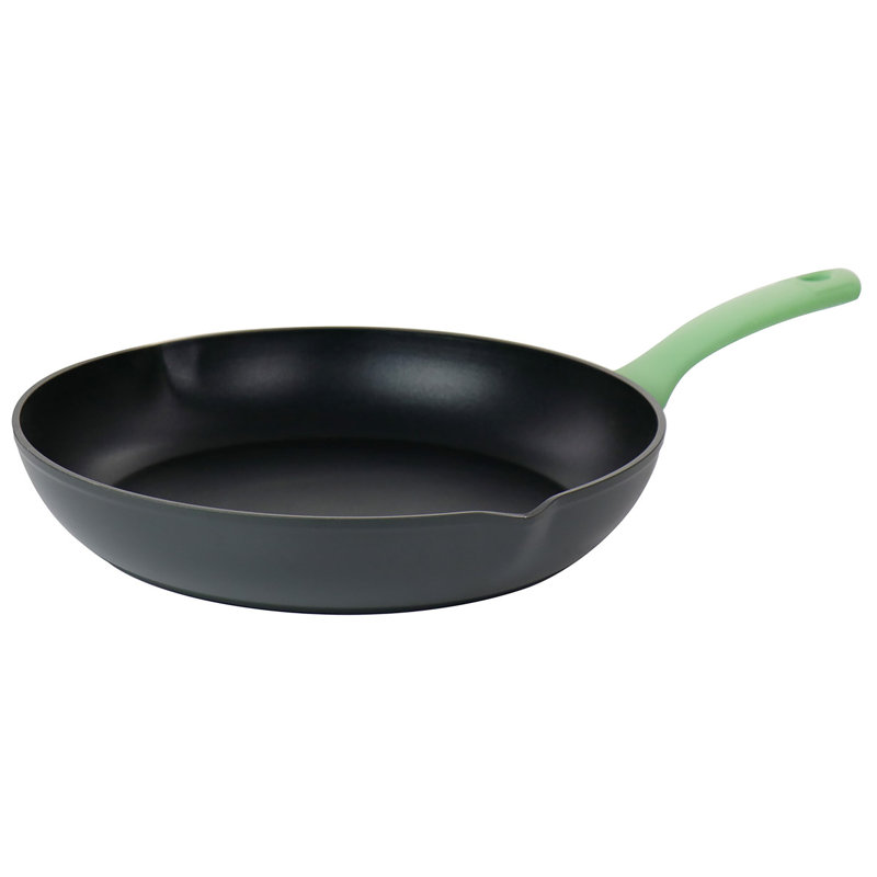 Poêle à frire antiadhésive en aluminium 9,5 pouces avec poignée en bakélite Cool-touch - Poêle ronde mouchetée pour les œufs, les nouilles et les sautés